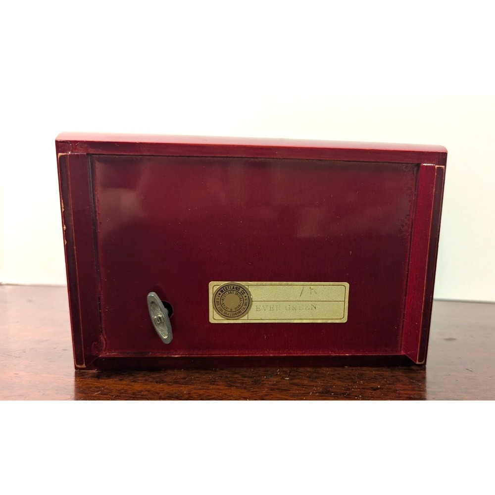 Vintage Westland Co Japan Red Lacquer Musical Jewelry Box Floral Cart Evergreen - Picture 6 of 11